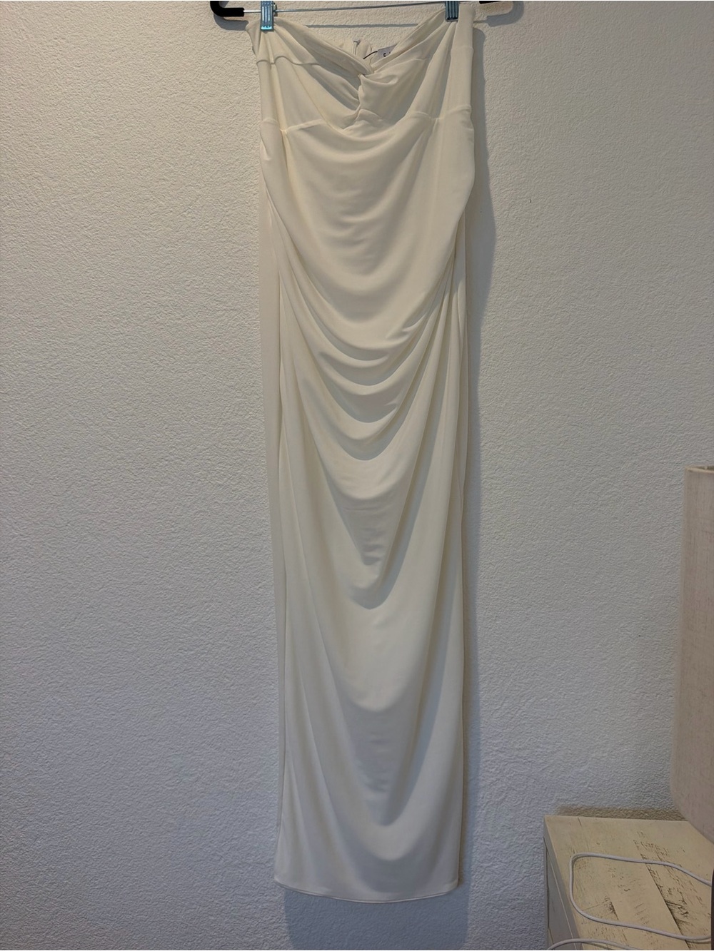 Club L London MATERNITY gown Cream Draped Maxi Dress
